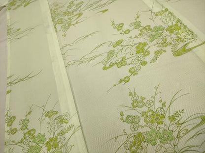 平和屋着物＊夏物 小紋 絽 流水花文 洗える着物 AABB8817sx