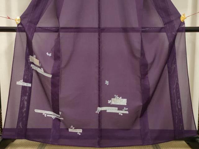 平和屋着物＊夏物 訪問着 絽 霞花文 銀彩 洗える着物 AABB8821sx