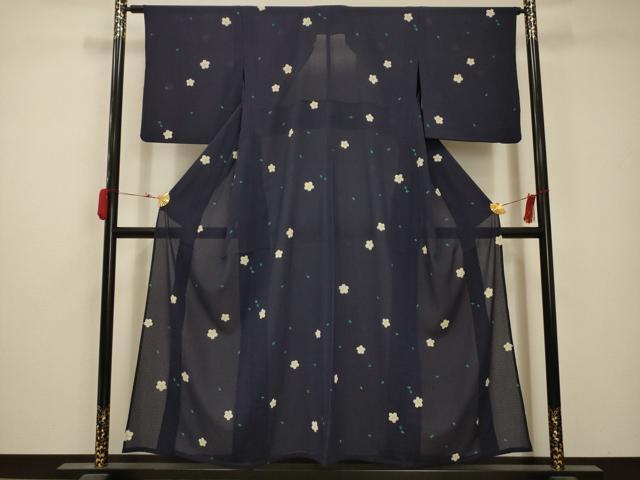 平和屋着物＊夏物 小紋 絽 夜桜 洗える着物 AABB8823sx