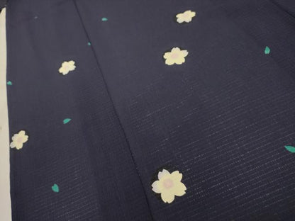 平和屋着物＊夏物 小紋 絽 夜桜 洗える着物 AABB8823sx