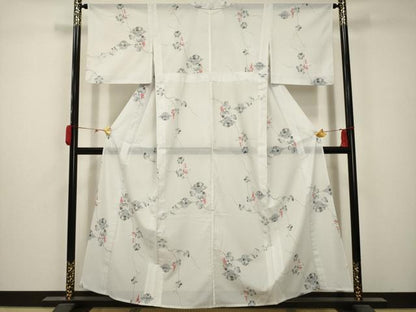 平和屋着物＊夏物 小紋 絽 松皮菱花文 洗える着物 AABB8833sx