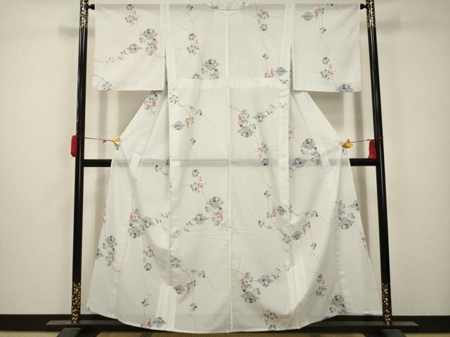 平和屋着物＊夏物 小紋 絽 松皮菱花文 洗える着物 AABB8833sx