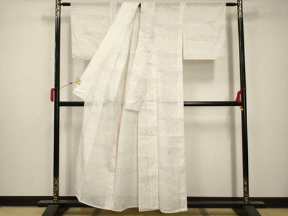 平和屋着物＊夏物 小紋 絽 草花文 洗える着物 AABB8834sx