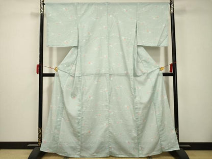 平和屋着物＊夏物 小紋 絽 流水花文 洗える着物 AABB8835sx