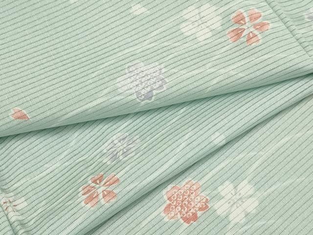 平和屋着物＊夏物 小紋 絽 流水花文 洗える着物 AABB8835sx