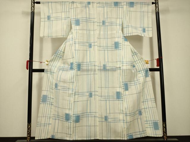 平和屋着物＊夏物　小紋　紗　格子　AABB8836sx