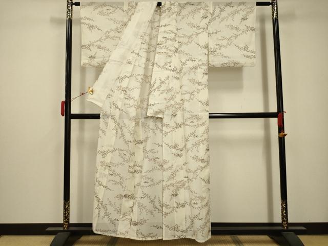 平和屋着物＊夏物 小紋 絽 笹竹文 洗える着物 AABB8846sx