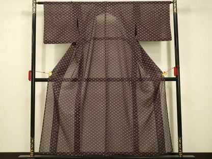 平和屋着物＊夏物　小紋　絽　花菱文　洗える着物　AABB8847sx