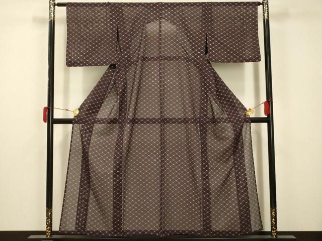 平和屋着物＊夏物　小紋　絽　花菱文　洗える着物　AABB8847sx