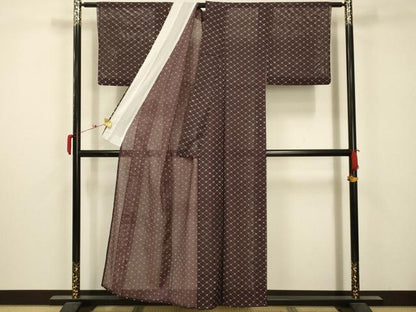 平和屋着物＊夏物　小紋　絽　花菱文　洗える着物　AABB8847sx
