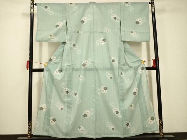 平和屋着物＊夏物 小紋 縦絽 花丸文 洗える着物 AABB8851sx