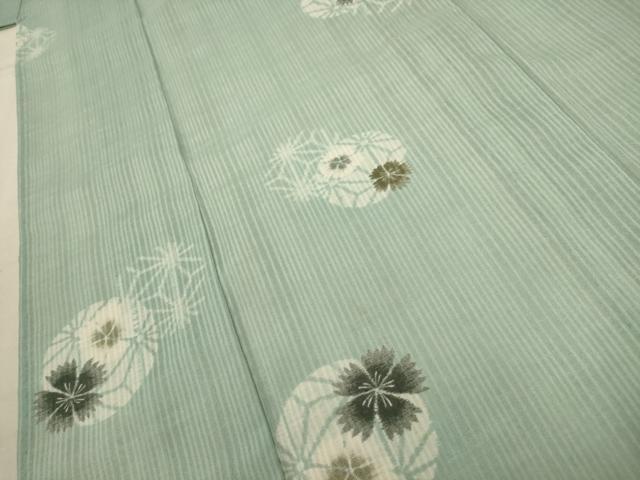 平和屋着物＊夏物 小紋 縦絽 花丸文 洗える着物 AABB8851sx