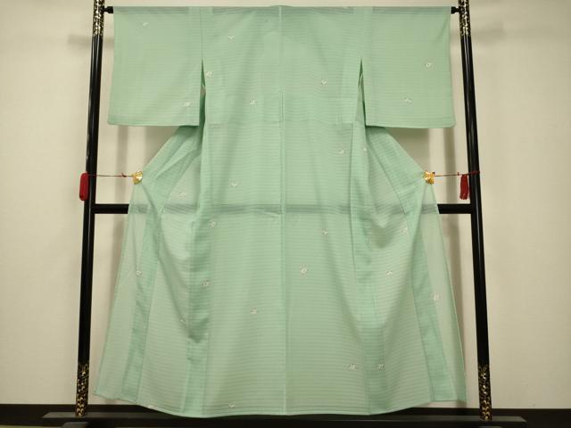 平和屋着物＊夏物 小紋 絽 花丸文 洗える着物 AABB8852sx
