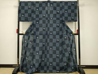 平和屋着物＊夏物 小紋 紗 兎 洗える着物 AABB8853sx