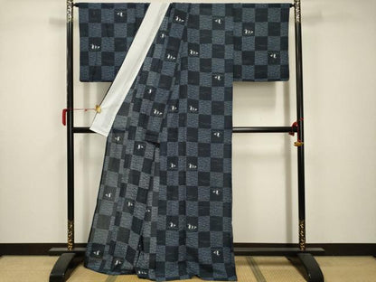 平和屋着物＊夏物 小紋 紗 兎 洗える着物 AABB8853sx