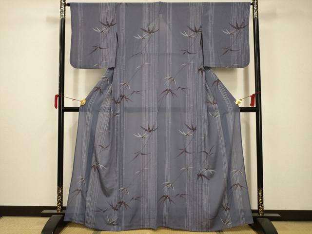 平和屋着物＊夏物 小紋 絽 笹竹間道 洗える着物 AABB8855sx