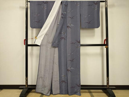平和屋着物＊夏物 小紋 絽 笹竹間道 洗える着物 AABB8855sx