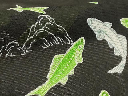 平和屋着物＊夏物 小紋 絽 魚 洗える着物 AABB8856sx