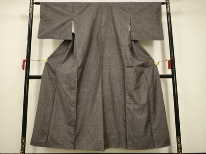 平和屋着物■上質な紬　幾何学文様　正絹　逸品　AABB8906sx