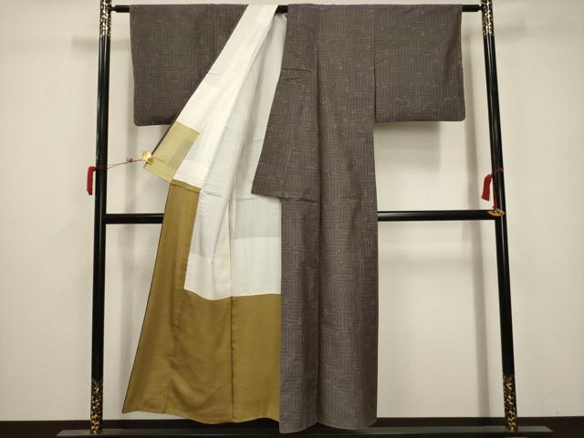 平和屋着物■上質な紬　幾何学文様　正絹　逸品　AABB8906sx