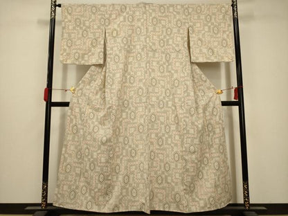 平和屋着物■お召　亀甲文　正絹　逸品　AABB8915sx