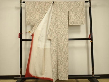 平和屋着物■お召　亀甲文　正絹　逸品　AABB8915sx