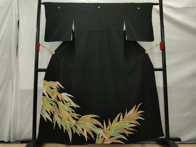 平和屋着物■豪華黒留袖 駒刺繍 笹 金彩 正絹 逸品 AABB9033nf
