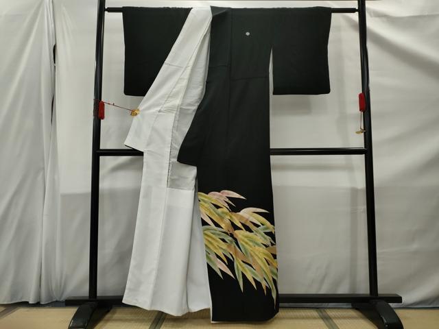 平和屋着物■豪華黒留袖 駒刺繍 笹 金彩 正絹 逸品 AABB9033nf
