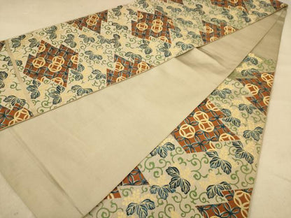 平和屋着物◎六通柄袋帯　吉祥花文　金糸　正絹　逸品　AABB9047dt