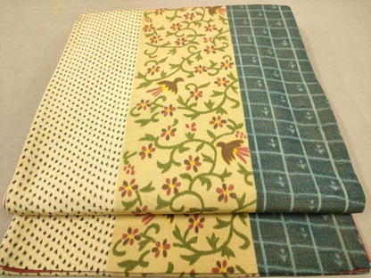 平和屋着物◎全通柄袋帯　紬地　花鳥文　正絹　逸品　AABB9053dt
