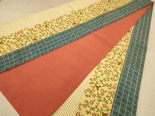平和屋着物◎全通柄袋帯　紬地　花鳥文　正絹　逸品　AABB9053dt