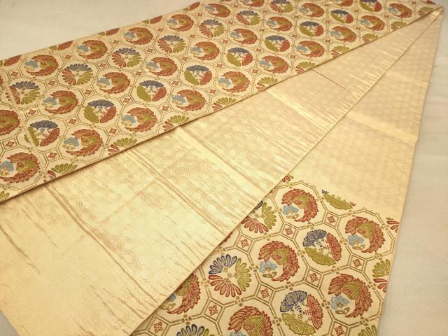 平和屋着物◎佐賀錦　六通柄袋帯　花鳥文　金糸　正絹　逸品　AABB9055dt