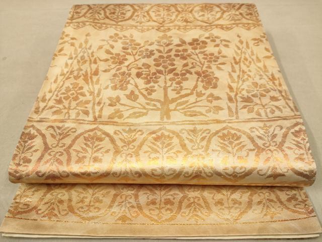 平和屋着物◎六通柄袋帯　更紗花文　金糸　正絹　逸品　AABB9058dt