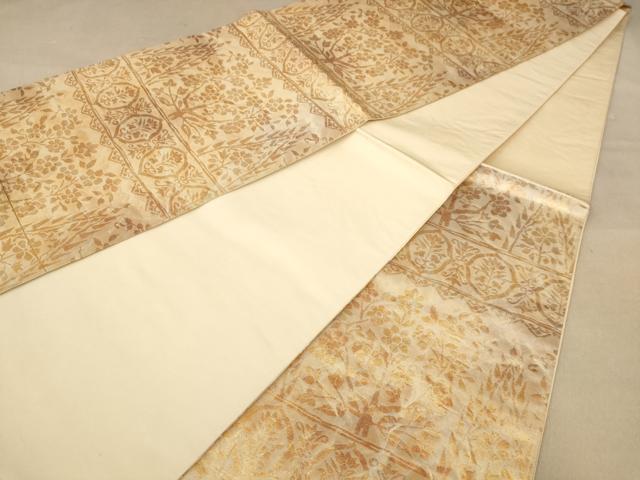 平和屋着物◎六通柄袋帯　更紗花文　金糸　正絹　逸品　AABB9058dt
