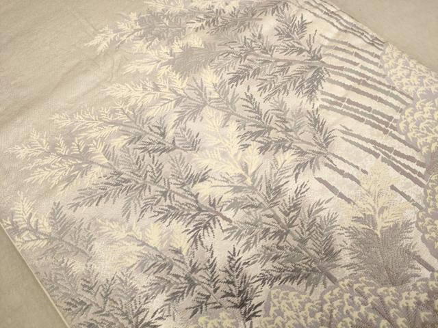 平和屋着物◎六通柄袋帯　唐織　樹林文　銀糸　正絹　逸品　AABB9063dt