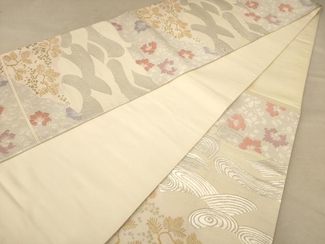 平和屋着物◎六通柄袋帯　唐織　立波花文　金銀糸　正絹　逸品　AABB9078dt