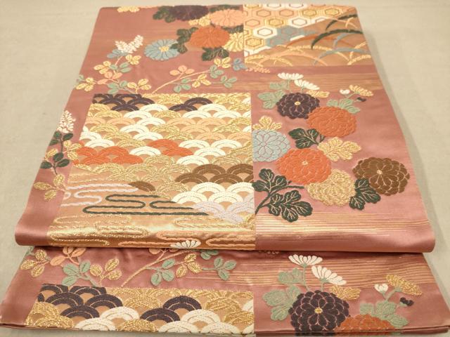 平和屋着物◎六通柄袋帯　唐織　名錦遺芳　金糸　正絹　逸品　AABB9079dt