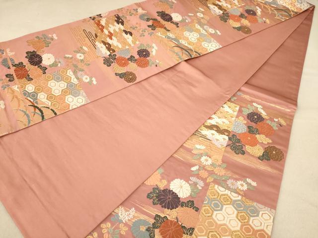 平和屋着物◎六通柄袋帯　唐織　名錦遺芳　金糸　正絹　逸品　AABB9079dt