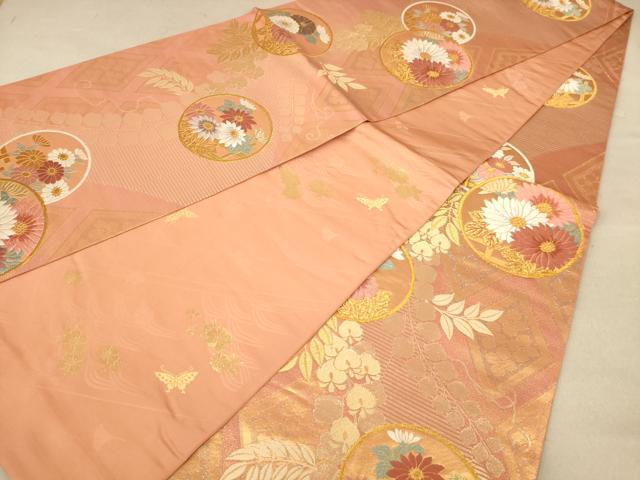 平和屋着物◎両面　全通柄袋帯　唐織　花丸文　金銀糸　正絹　逸品　AABB9083dt