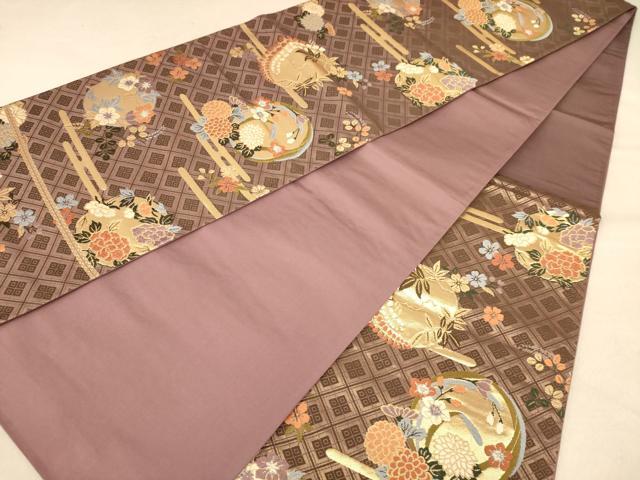 平和屋着物◎六通柄袋帯　唐織　花丸文　金糸　正絹　逸品　AABB9085dt