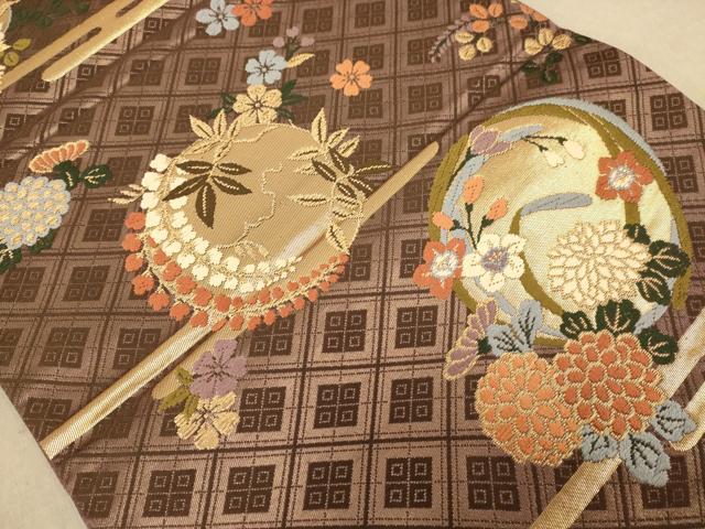 平和屋着物◎六通柄袋帯　唐織　花丸文　金糸　正絹　逸品　AABB9085dt