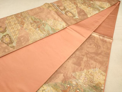 平和屋着物◎太鼓柄袋帯　更紗花鳥文　金銀糸　正絹　逸品　AABB9088dt