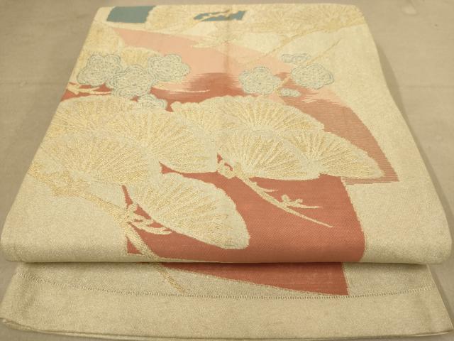 平和屋着物◎六通柄袋帯　枝松文　金銀糸　正絹　逸品　AABB9091dt