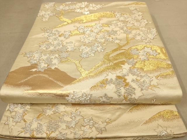 平和屋着物◎六通柄袋帯　唐織　枝楓文　金銀糸　正絹　逸品　AABB9093dt