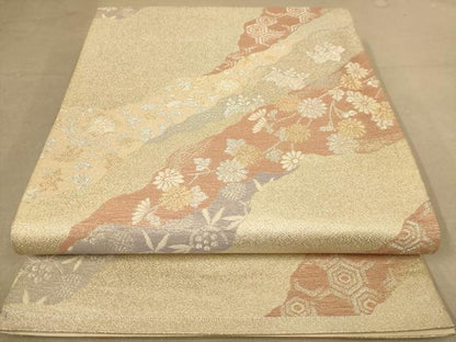 平和屋着物◎六通柄袋帯　唐織　道長花文　金銀糸　正絹　逸品　AABB9097dt