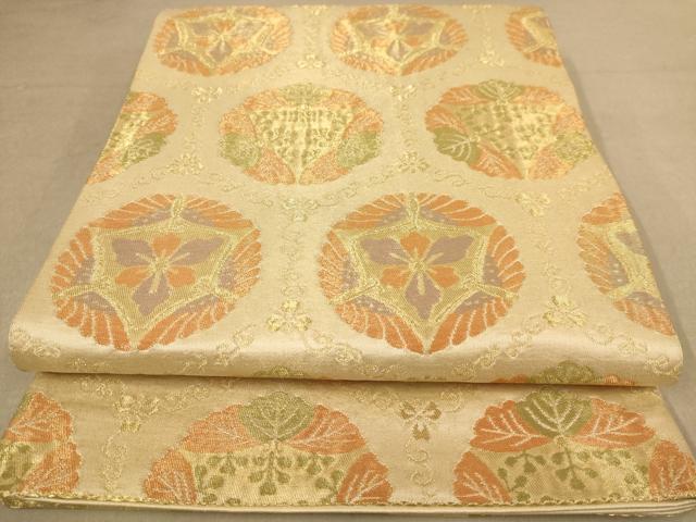 平和屋着物◎六通柄袋帯　亀甲花文　金糸　正絹　逸品　AABB9098dt