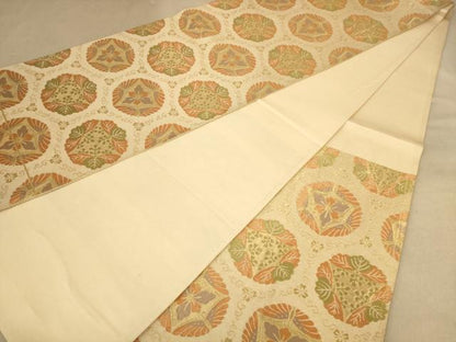 平和屋着物◎六通柄袋帯　亀甲花文　金糸　正絹　逸品　AABB9098dt