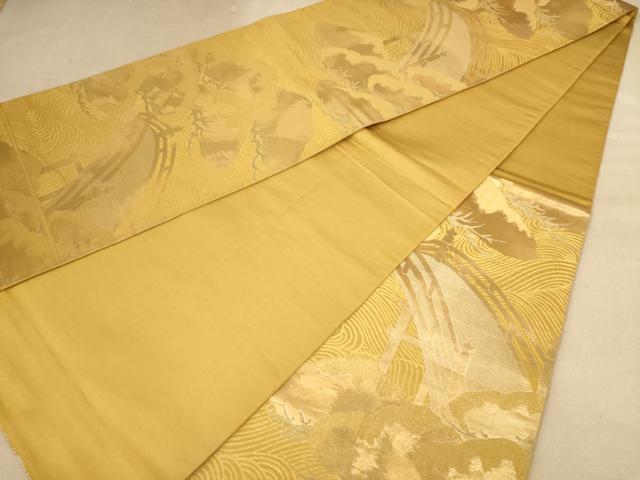 平和屋着物◎六通柄袋帯　風景松文　金糸　正絹　逸品　AABB9110dt