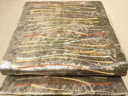 平和屋着物◎六通柄袋帯　唐織　霞文　金銀糸　正絹　逸品　AABB9120dt