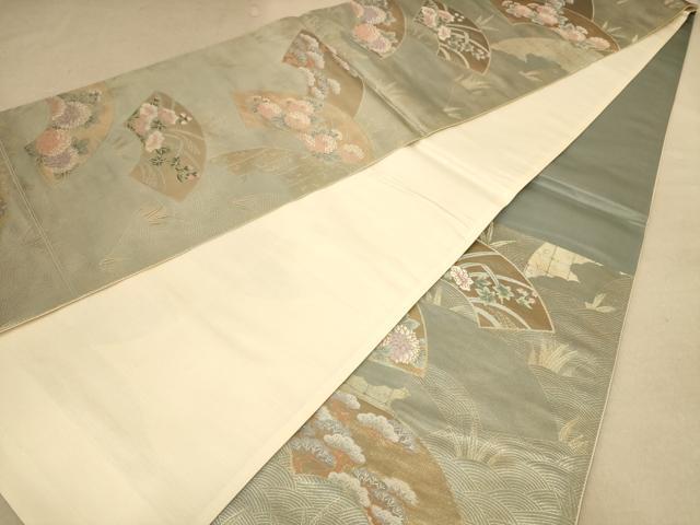 平和屋着物◎六通柄袋帯　唐織　地紙花文　金糸　正絹　逸品　AABB9121dt